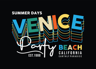 Venice beach typography graphic design, for t-shirt prints, vector illustration