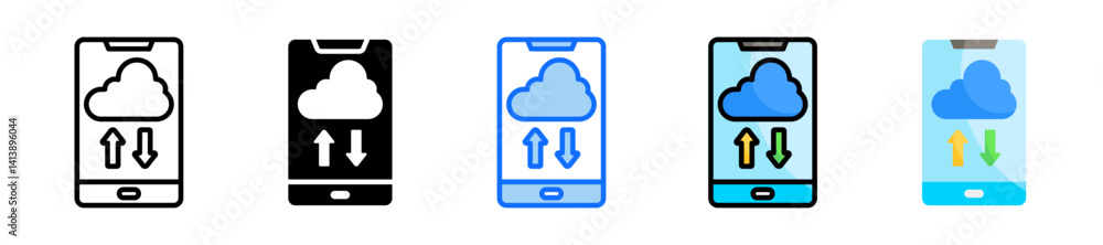 Poster smartphone icon set multiple style collection