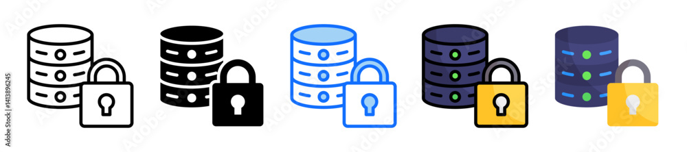 Poster protected icon set multiple style collection