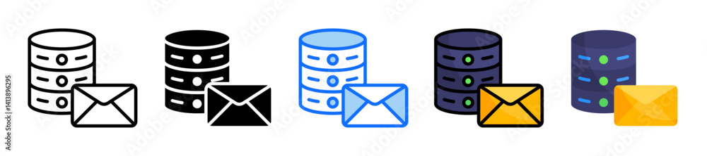 Poster email icon set multiple style collection