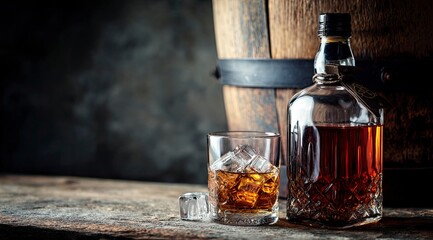 Whiskey Decanter and Rocks Glass: Dark, Rustic Still Life