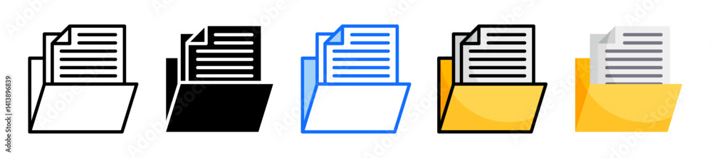 Poster folder icon set multiple style collection
