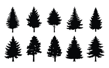Obraz premium Trees vector silhouette set
