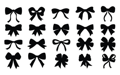 Bows vector silhouette set
