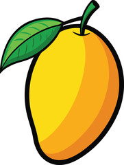 Hand-drawn mango vector illustration, line art style