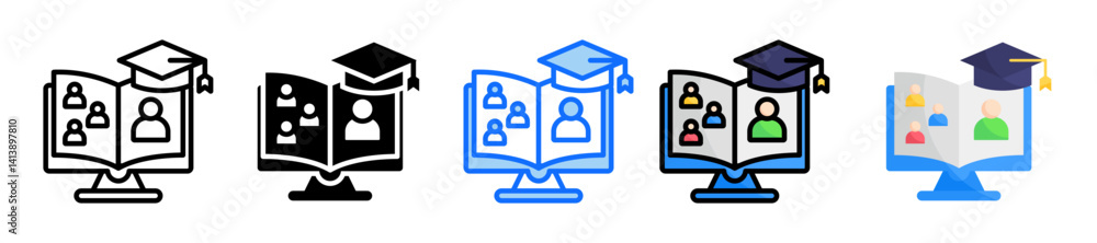 Poster e classroom icon set multiple style collection