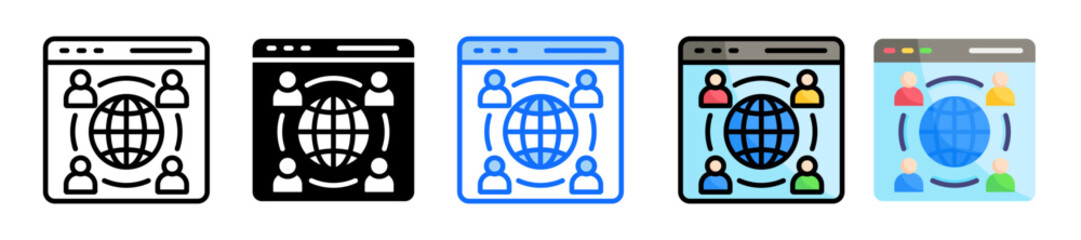 Online Community Icon Set Multiple Style Collection