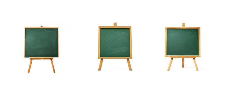 Green chalkboard canvas on a wooden easel front view isolate on transparent background - Powered by Adobe
