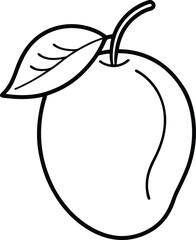 Hand-drawn outline mango icon on a transparent transparent background