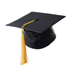 Graduation cap flying isolate on transparent background