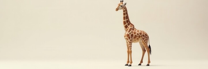 Naklejka premium Elegant giraffe, light face, dark legs, neutral background, standing, legs