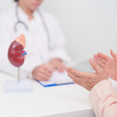 Elderly Patient consultation with doctor for Kidney disease, Urinary system and Stones, Cancer,...