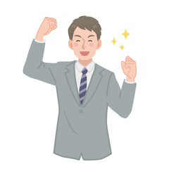 ガッツポーズをするビジネスパーソン