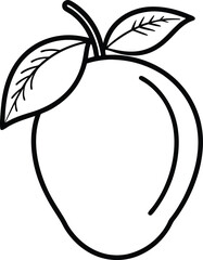Hand-drawn outline mango icon on a transparent transparent background