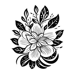 Elegant Black and White Floral Design Element