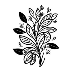 Stylized black and white leafy plant artwork