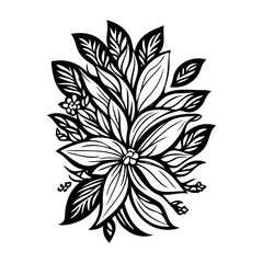 Monochrome Elegance: Floral Vector Illustration