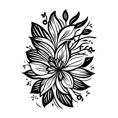 Elegant Floral Design in Black and White Style