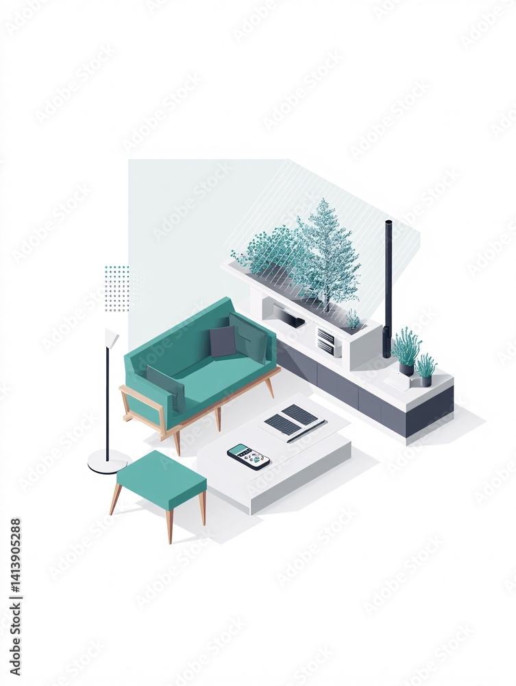 Poster amidst the clean lines and minimalist aesthetics of a futuristic smart home, a remote control device