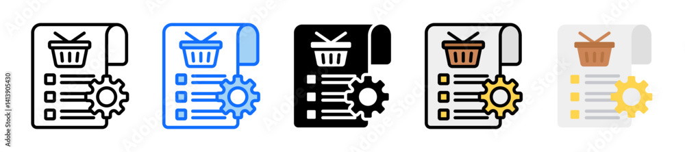 Poster order management icon set multiple style collection