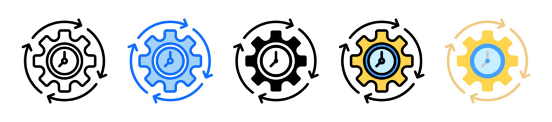 Time Process Icon Set Multiple Style Collection