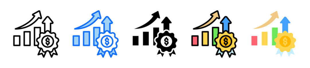 Financial Achievement Icon Set Multiple Style Collection