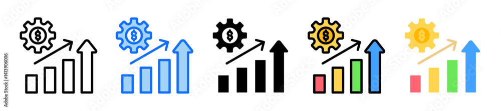 Poster sales management icon set multiple style collection