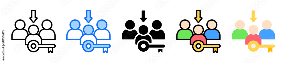 Poster key person icon set multiple style collection