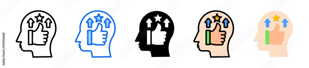 Poster motivation icon set multiple style collection
