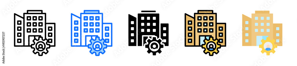 Poster enterprise icon set multiple style collection