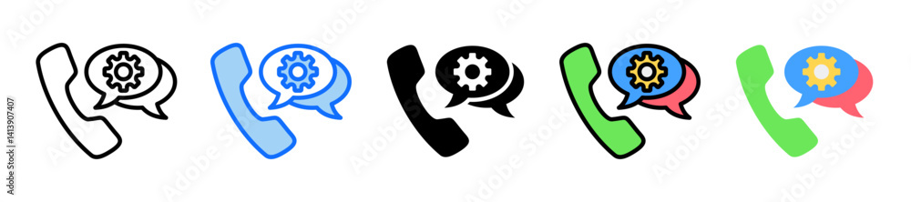 Poster call management icon set multiple style collection