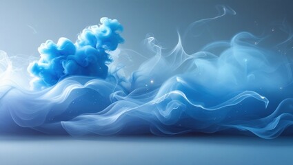 dramatic Clouds of light blue smoke abstract background