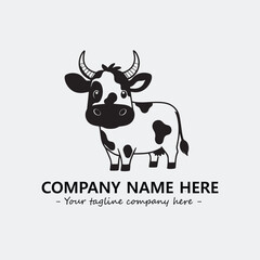 Cow illustration black and white for logo company vector image
