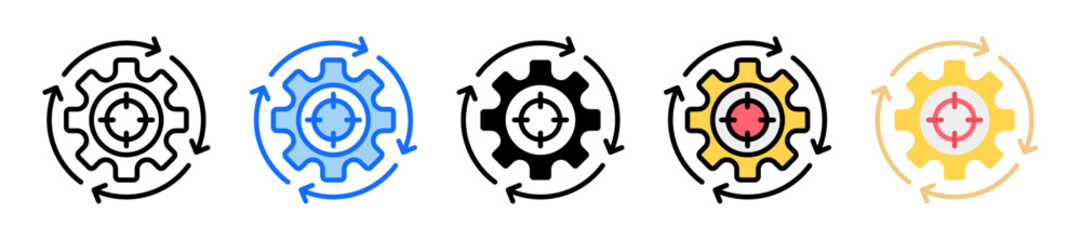 Targeting Process Icon Set Multiple Style Collection