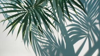 illustrations of shadow of palm leaves on white wall background