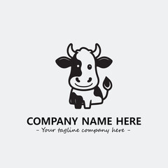 Cow illustration black and white for logo company vector image
