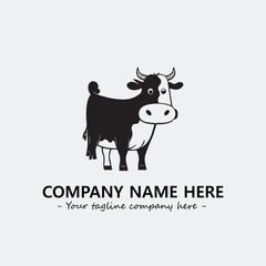 Cow illustration black and white for logo company vector image
