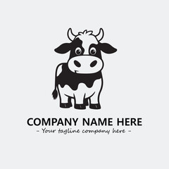 Cow illustration black and white for logo company vector image
