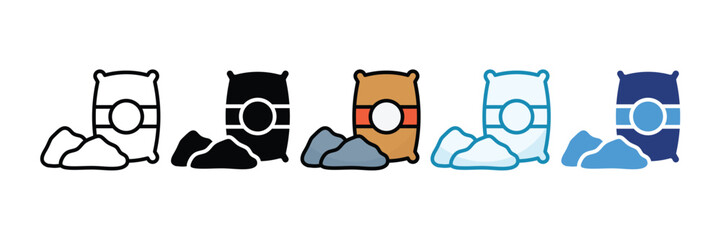 Cement Bag Icon Set Multiple Style Collection
