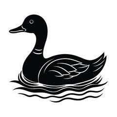 Silhouette Duck Illustration on Water - Vector Art Design