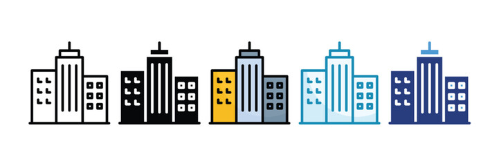 Obraz premium Skyscraper Icon Set Multiple Style Collection