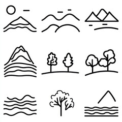 set of mountain icons