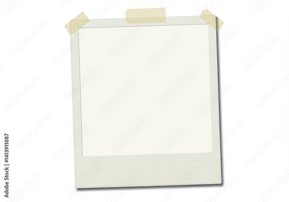 Poster isolated polaroid frame with tape on a white background perfect for adding your own picture here