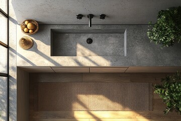 Modern, minimalist sink in a contemporary kitchen