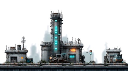 Obraz premium Futuristic industrial in a post-apocalyptic setting