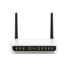 Modern wifi router front view isolate on transparent background