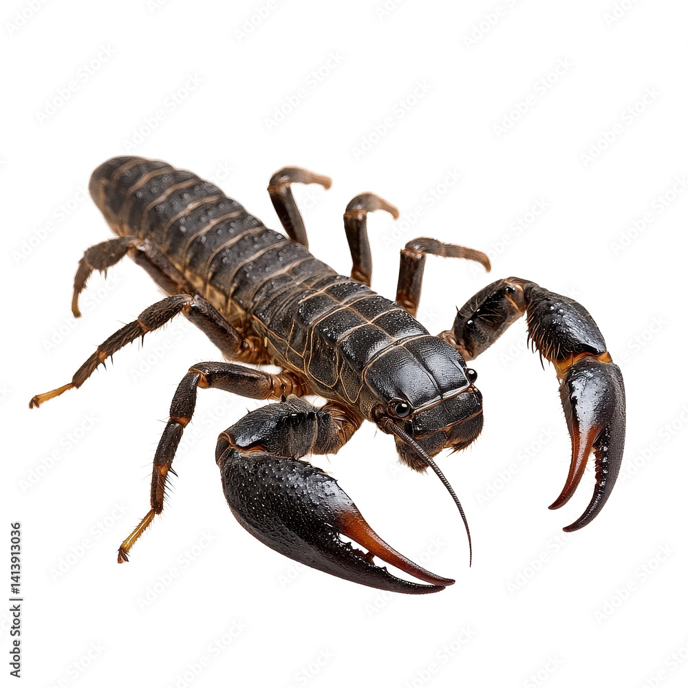 Poster scorpion pandinus imperator displayed against a transparent background for detailed observation and 