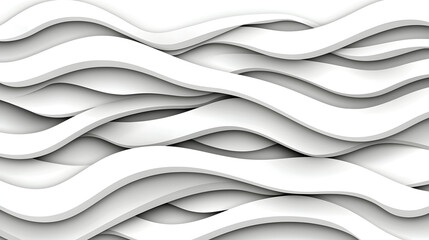 Obraz premium Abstract Grayscale Wave Pattern Layered 3D White Curves on Light Background