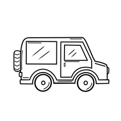 illustration of a car in black outline design