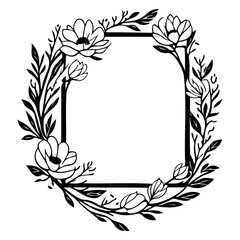 Floral Frame with Square Border Design element